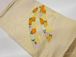 リサイクル　源氏車に菊・牡丹模様織出し名古屋帯